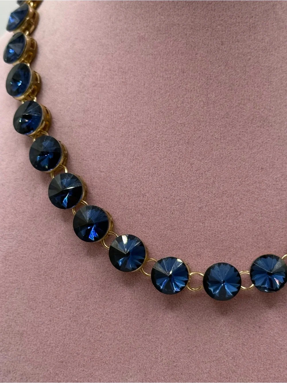Classic dark Navy Crystal disc Link Necklace - Women Jewelry